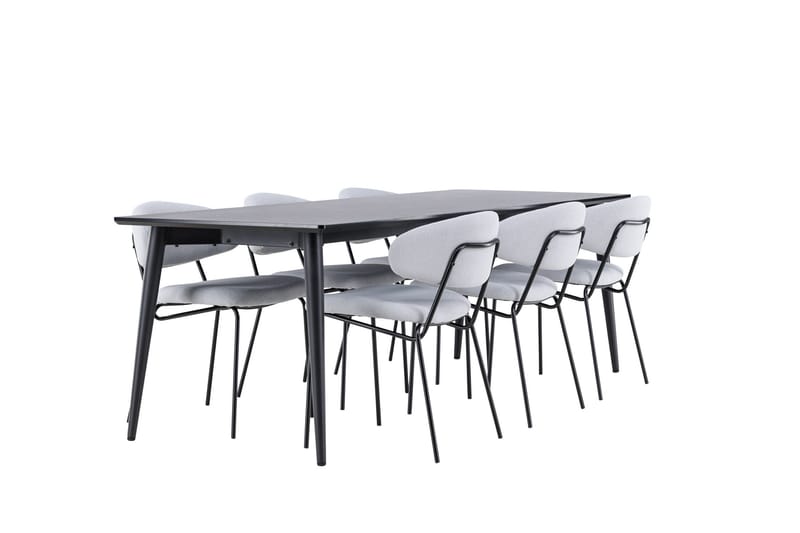 Ellis Matgrupp 230 cm Rektangulär med 6 Chico stolar - Svart/Blå - Möbler - Bord & matgrupp - Matgrupp