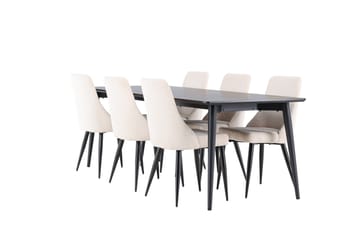 Ellis Matgrupp 230 cm Rektangulär med 6 Leone stolar - Svart/Beige - Möbler - Bord & matgrupp - Matgrupp