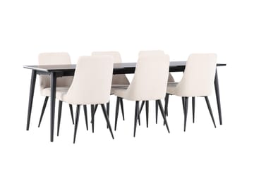 Ellis Matgrupp 230 cm Rektangulär med 6 Leone stolar - Svart/Beige - Möbler - Bord & matgrupp - Matgrupp