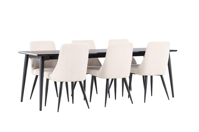 Ellis Matgrupp 230 cm Rektangulär med 6 Leone stolar - Svart/Beige - Möbler - Bord & matgrupp - Matgrupp