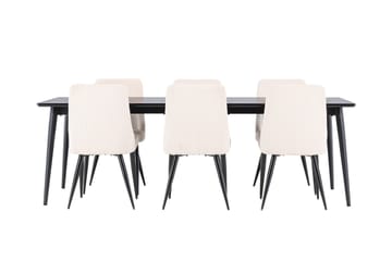 Ellis Matgrupp 230 cm Rektangulär med 6 Leone stolar - Svart/Beige - Möbler - Bord & matgrupp - Matgrupp