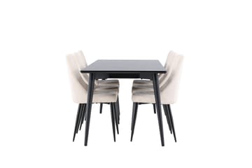 Ellis Matgrupp 230 cm Rektangulär med 6 Leone stolar - Svart/Beige - Möbler - Bord & matgrupp - Matgrupp