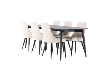 Ellis Matgrupp 230 cm Rektangulär med 6 Leone stolar - Svart/Beige - Möbler - Bord & matgrupp - Matgrupp