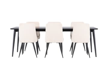 Ellis Matgrupp 230 cm Rektangulär med 6 Leone stolar - Svart/Beige - Möbler - Bord & matgrupp - Matgrupp