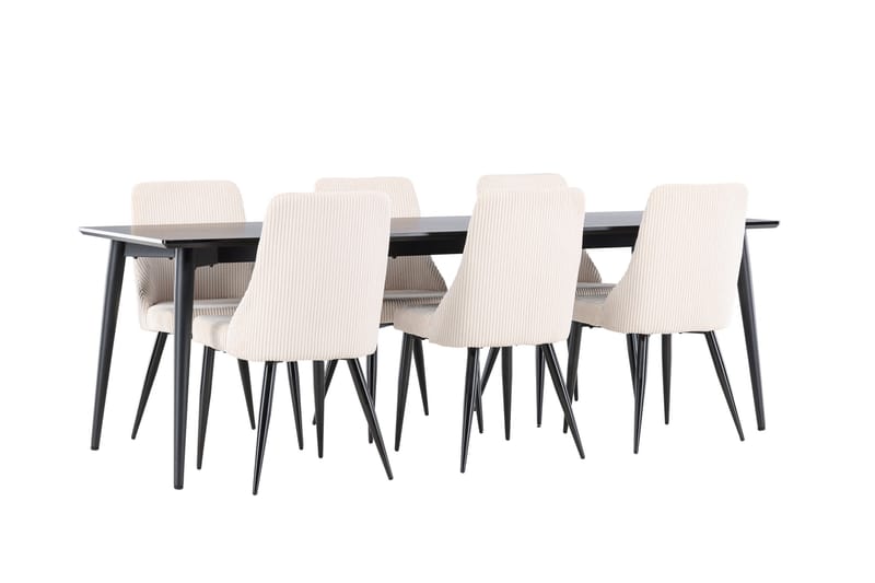 Ellis Matgrupp 230 cm Rektangulär med 6 Leone stolar - Svart/Beige - Möbler - Bord & matgrupp - Matgrupp