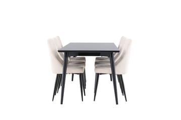 Ellis Matgrupp 230 cm Rektangulär med 6 Leone stolar - Svart/Beige - Möbler - Bord & matgrupp - Matgrupp