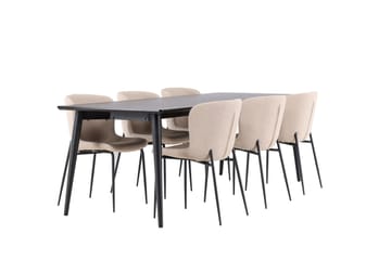 Ellis Matgrupp 230 cm Rektangulär med 6 Modesto stolar - Svart/Beige - Möbler - Bord & matgrupp - Matgrupp