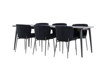Ellis Matgrupp 230 cm Rektangulär med 6 Modesto stolar - Svart/Svart - Möbler - Bord & matgrupp - Matgrupp