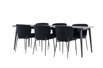 Ellis Matgrupp 230 cm Rektangulär med 6 Modesto stolar - Svart/Svart - Möbler - Bord & matgrupp - Matgrupp