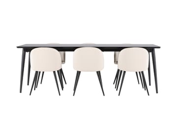 Ellis Matgrupp 230 cm Rektangulär med 6 Velvet stolar - Svart/Beige - Möbler - Bord & matgrupp - Matgrupp