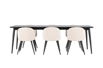 Ellis Matgrupp 230 cm Rektangulär med 6 Velvet stolar - Svart/Beige - Möbler - Bord & matgrupp - Matgrupp