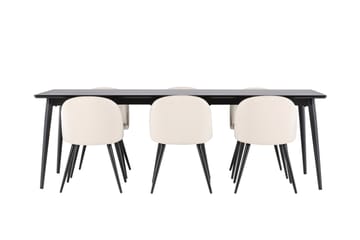 Ellis Matgrupp 230 cm Rektangulär med 6 Velvet stolar - Svart/Beige - Möbler - Bord & matgrupp - Matgrupp