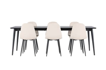 Ellis Matgrupp 230 cm Rektangulär med 6 Polar stolar - Svart/Beige - Möbler - Bord & matgrupp - Matgrupp