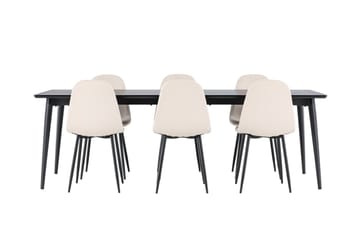 Ellis Matgrupp 230 cm Rektangulär med 6 Polar stolar - Svart/Beige - Möbler - Bord & matgrupp - Matgrupp