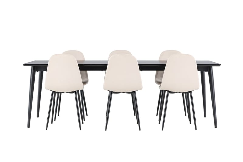 Ellis Matgrupp 230 cm Rektangulär med 6 Polar stolar - Svart/Beige - Möbler - Bord & matgrupp - Matgrupp