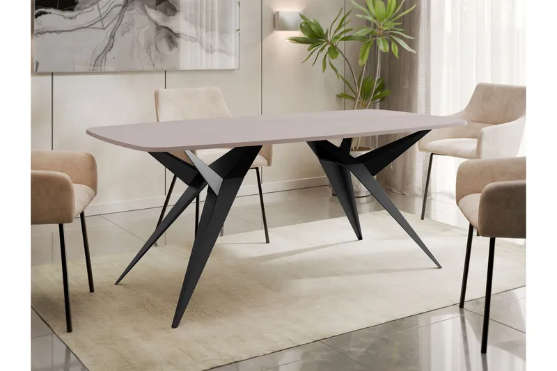 Elvora Matbord 160 cm Rektangulär - Beige/Svart - Möbler - Bord & matgrupp - Matbord & köksbord