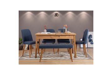 Ergene Matgrupp 120 cm Rektangulär - Natur/Blå - Möbler - Bord & matgrupp - Matgrupp