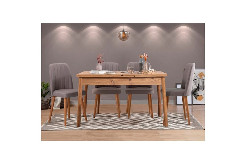 Ergene Matgrupp 120 cm Rektangulär - Natur/Grå - Möbler - Bord & matgrupp - Matgrupp