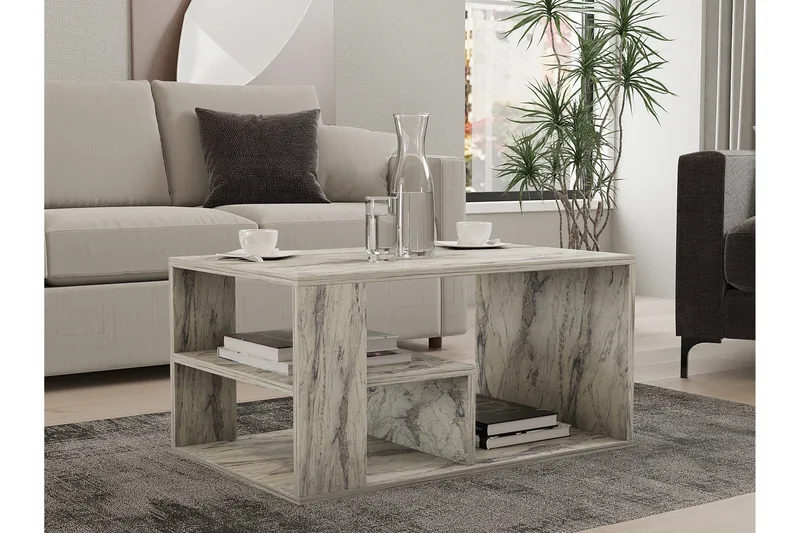 Eros Soffbord 80 cm - Vit marmor - Möbler - Bord & matgrupp - Marmorbord