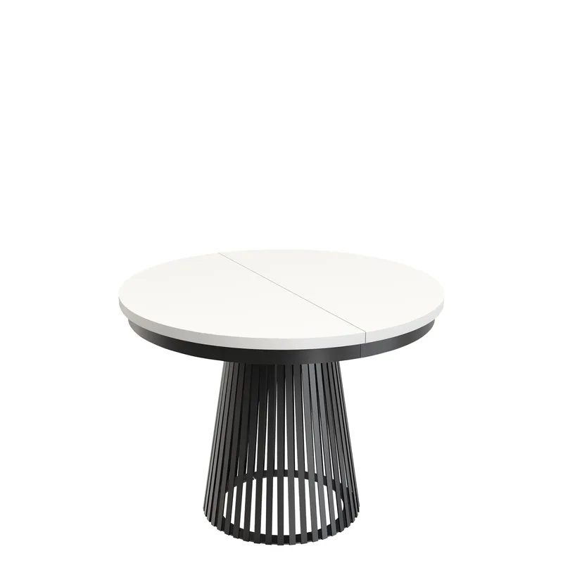 Erylan Matbord rund förlängningsbart 100-180 cm, svart, vit