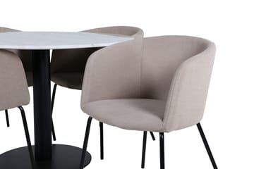 Estelle Matbord 106 cm Runt Marmor med 4 Berit Karmstol med Armstöd - Möbler - Bord & matgrupp - Matgrupp