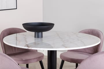 Estelle Matbord 106 cm Runt Marmor med 4 Velvet Matstol Manchester - Möbler - Bord & matgrupp - Matgrupp