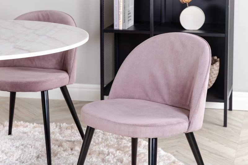 Estelle Matbord 106 cm Runt Marmor med 4 Velvet Matstol Manchester - Möbler - Bord & matgrupp - Matgrupp
