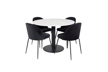 Estelle Matbord 106 cm Runt Marmor med 4 Wrinkles Matstol - Möbler - Bord & matgrupp - Matgrupp