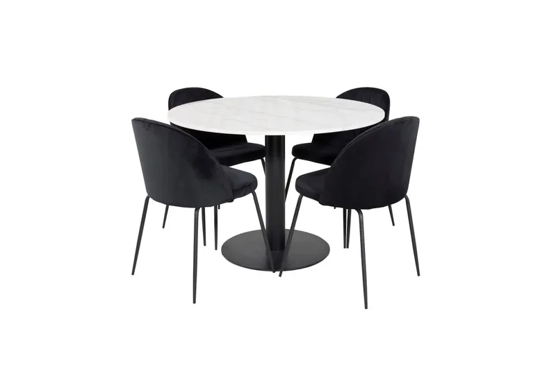 Estelle Matbord 106 cm Runt Marmor med 4 Wrinkles Matstol - Möbler - Bord & matgrupp - Matgrupp