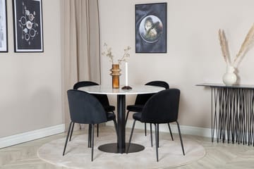 Estelle Matbord 106 cm Runt Marmor med 4 Wrinkles Matstol - Möbler - Bord & matgrupp - Matgrupp