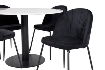 Estelle Matbord 106 cm Runt Marmor med 4 Wrinkles Matstol - Möbler - Bord & matgrupp - Matgrupp