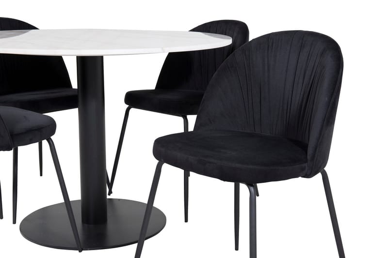 Estelle Matbord 106 cm Runt Marmor med 4 Wrinkles Matstol - Möbler - Bord & matgrupp - Matgrupp