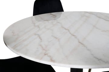 Estelle Matbord 106 cm Runt Marmor med 4 Polar Köksstol Sammet - Möbler - Bord & matgrupp - Matgrupp