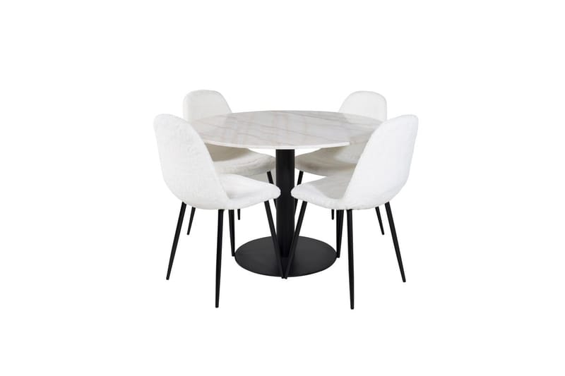 Estelle Matbord 106 cm Runt Marmor med 4 Polar Matstol - Möbler - Bord & matgrupp - Matgrupp