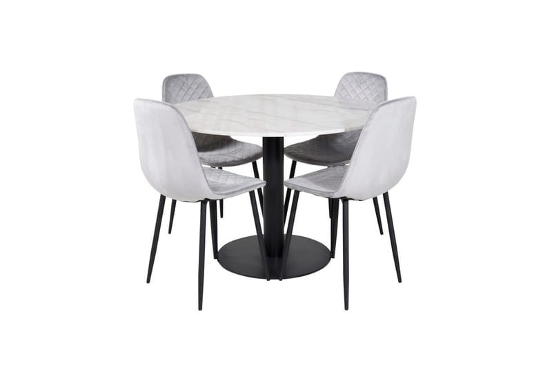 Estelle Matbord 106 cm Runt Marmor med 4 Polar Matstol - Möbler - Bord & matgrupp - Matgrupp