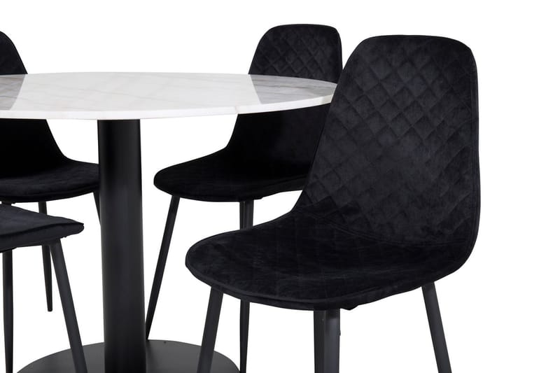 Estelle Matbord 106 cm Runt Marmor med 4 Polar Matstol - Möbler - Bord & matgrupp - Matgrupp
