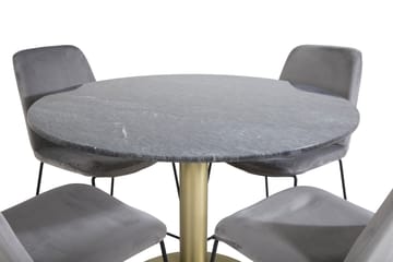 Estelle Matgrupp 106 cm Rund med 4 Muce stolar - Svart/Guld - Möbler - Bord & matgrupp - Matgrupp