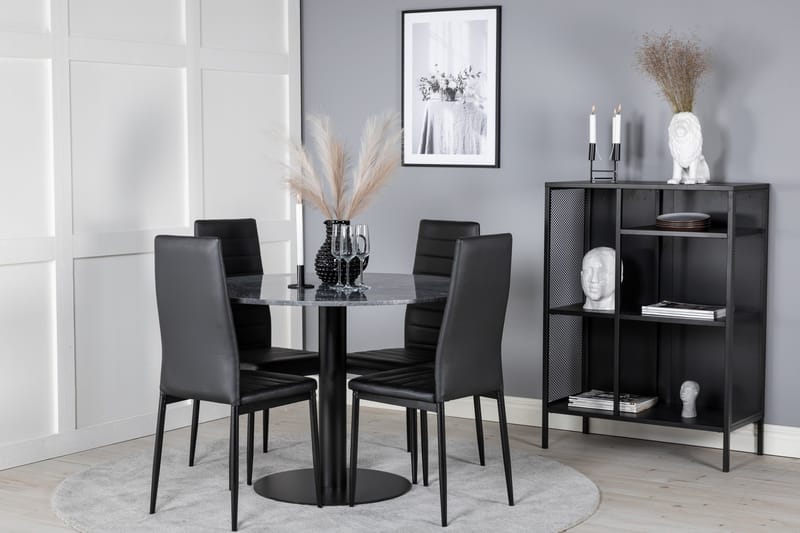 Estelle Matgrupp 106 cm Rund med 4 Slim stolar - Möbler - Bord & matgrupp - Matgrupp