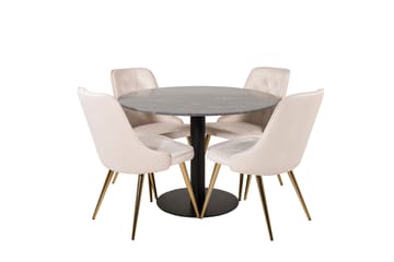 Estelle Matgrupp 106 cm Rund med 4 Velvet Deluxe stolar