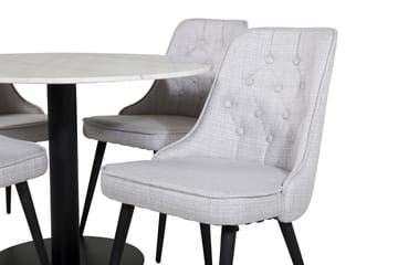 Estelle Matgrupp 106 cm Rund med 4 Velvet Deluxe stolar - Svart - Möbler - Bord & matgrupp - Matgrupp