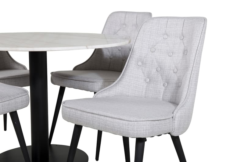 Estelle Matgrupp 106 cm Rund med 4 Velvet Deluxe stolar - Svart - Möbler - Bord & matgrupp - Matgrupp