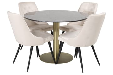 Estelle Matgrupp 106 cm Rund med 4 Velvet stolar
