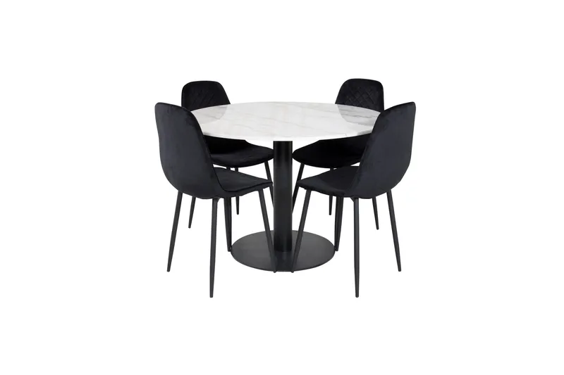 Estelle Matgrupp 106 cm Rund med 4 Polar stolar - Svart - Möbler - Bord & matgrupp - Matgrupp