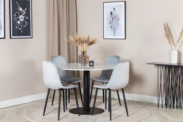 Estelle Matgrupp 106 cm Rund med 4 Polar stolar - Svart - Möbler - Bord & matgrupp - Matgrupp