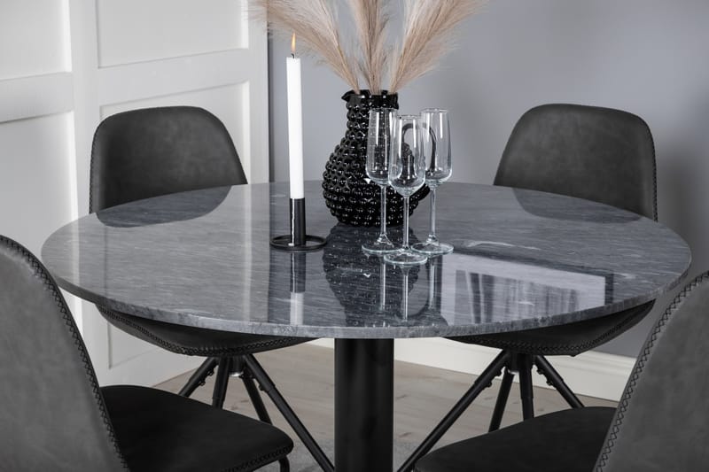 Estelle Matgrupp 106 cm Rund med 4 Polar stolar - Svart - Möbler - Bord & matgrupp - Matgrupp