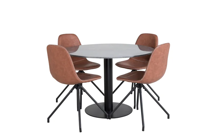 Estelle Matgrupp 106 cm Rund med 4 Polar stolar, Svart