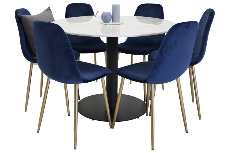 Estelle Matgrupp 106 cm Rund med 6 Polar stolar, Svart