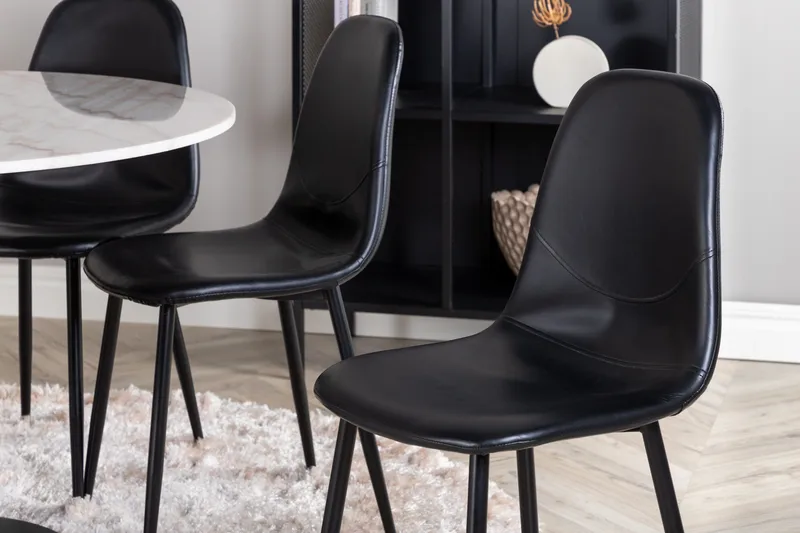 Estelle Matgrupp 106 cm Rund med 6 Polar stolar - Svart - Möbler - Bord & matgrupp - Matgrupp