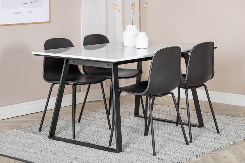 Estelle Matgrupp 140 cm Rektangulär med 4 Arctic Stolar - Svart - Möbler - Bord & matgrupp - Matgrupp