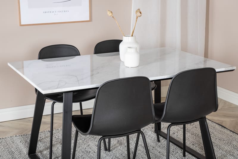 Estelle Matgrupp 140 cm Rektangulär med 4 Arctic Stolar - Svart - Möbler - Bord & matgrupp - Matgrupp